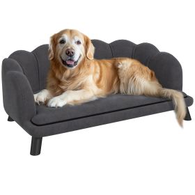 Comfortable Large Dog Couch Charcoal Gray with Foam Cushioning and Extra Pillow for Medium and Large Dogs